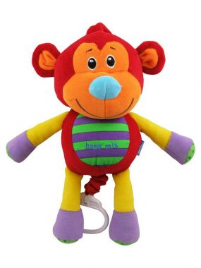 BabyMix Červená Opička hrajúca plyšová hračka
