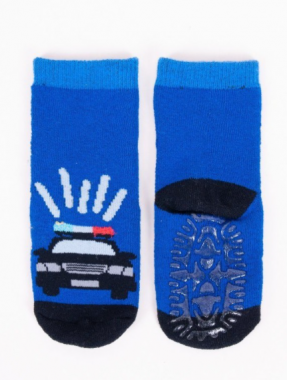 Bavlnené ponožky YO Blue Police s protišmykom