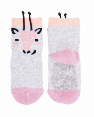 Bavlnené ponožky YO Grey Giraffe s protišmykom