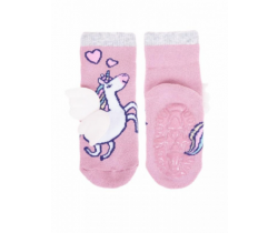 Bavlnené ponožky YO Pink Unicorn s protišmykom