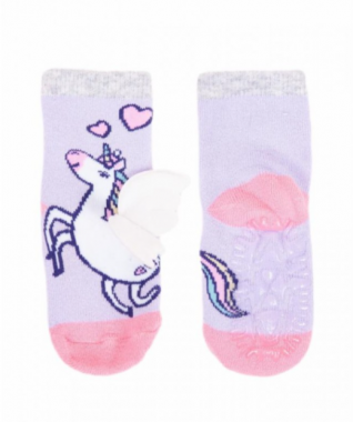 Bavlnené ponožky YO Purple Unicorn s protišmykom