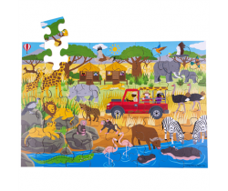 Podlahové puzzle 48 dielikov Bigjigs Toys Africkej dobrodružné