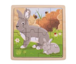 Puzzle Bigjigs Toys Králik s králičkom 16 dielikov