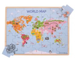 Drevená puzzle Bigjigs Toys Mapa sveta