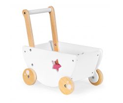 Drevený kočík pre bábiky/chodítko EcoToys White Star