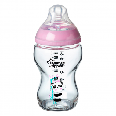 Dojčenská fľaša C2N 250 ml sklenená potlač 0 m + Tommee Tippee