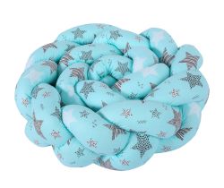 Mantinel do postieľky 210x16 cm DuetBaby Cop Turquoise Stars