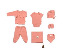 Mušelínový novorodenecký set 8 dielny Funnababy Coral Pink
