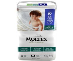 Naťahovacie plienkové nohavičky Moltex Pure & Nature XL +14 kg (18 ks)
