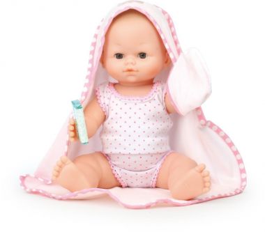 Kúpacia bábika s uterákom Petitcollin 36 cm