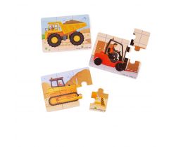 Puzzle 3v1 Bigjigs Toys Stavebné stroje