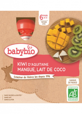 Pyré kivi, mango a kokosové mlieko 4x90g Babybio