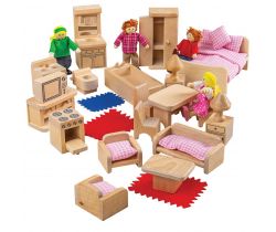 Sada nábytku do domčeka a postavičiek rodiny Bigjigs Toys