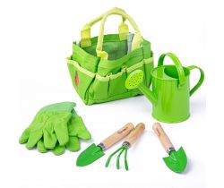 Záhradný set náradia v plátené taške Bigjigs Toys Zelený